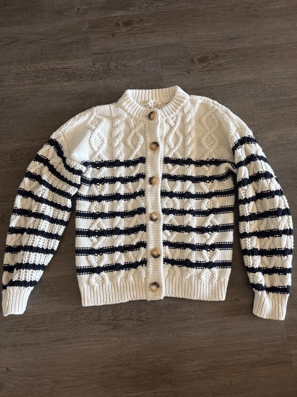 Sezane Sean Cardigan Ecru / Navy - Picture 3 of 7